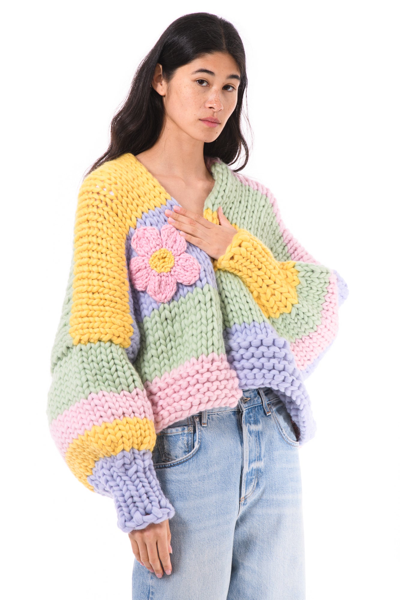 HRK【FOLNUA】Petal Mohair Knit Cardigan Mohair cardigan - MIHO - Nina Kendosa