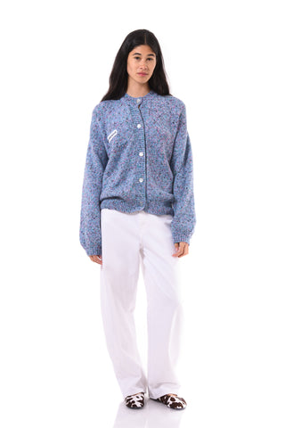 Azure Mélange Knit Cardigan
