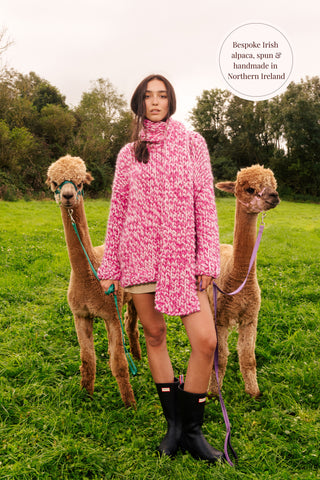 One-of-a-kind Irish Alpaca Chunky Knit Scarf - Primrose