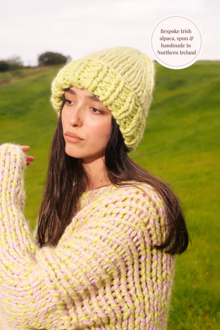 One-of-a-kind Irish Alpaca Chunky Knit Beanie Hat - Ériu
