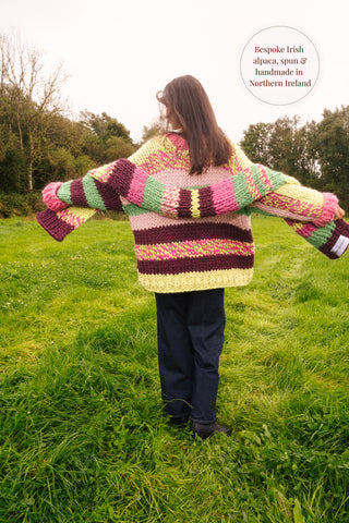 One-of-a-kind Irish Alpaca Chunky Knit Scarf - Heather