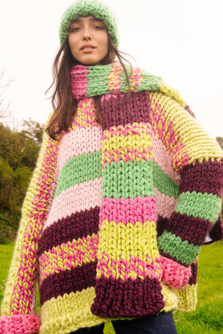 One-of-a-kind Irish Alpaca Chunky Knit Scarf - Heather