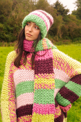 One-of-a-kind Irish Alpaca Chunky Knit Scarf - Heather