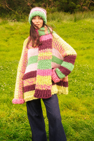 One-of-a-kind Irish Alpaca Chunky Knit Scarf - Heather