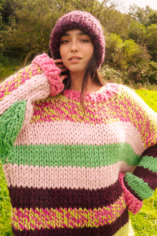 One-of-a-kind Irish Alpaca Chunky Knit Beanie Hat - Caoimhe
