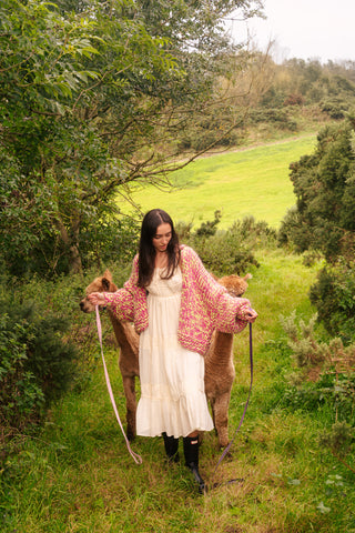 One-of-a-kind Irish Alpaca Chunky Knit Cardigan - Downhill
