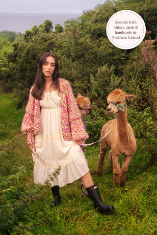 One-of-a-kind Irish Alpaca Chunky Knit Cardigan - Downhill