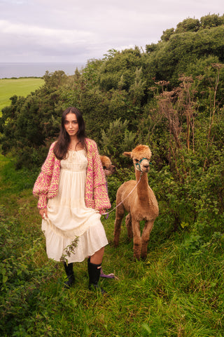 One-of-a-kind Irish Alpaca Chunky Knit Cardigan - Downhill