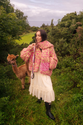 One-of-a-kind Irish Alpaca Chunky Knit Scarf - Clover