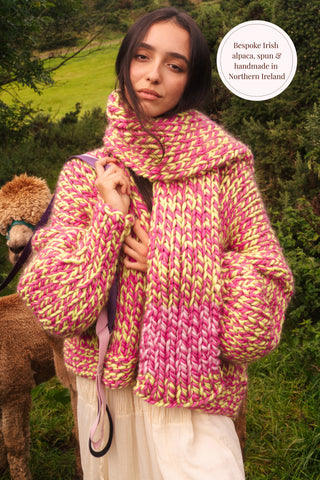 One-of-a-kind Irish Alpaca Chunky Knit Scarf - Clover