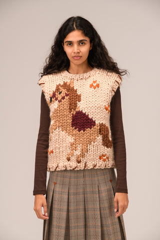 Folklore Horse Chunky Knit Vest