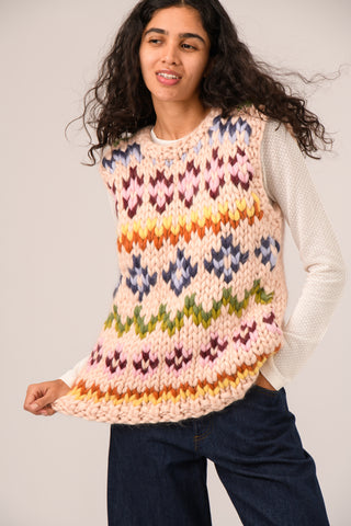 Colourful Fair Isle Chunky Knit Vest