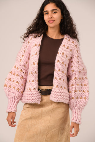 Pink Dottie Chunky Knit Cardigan