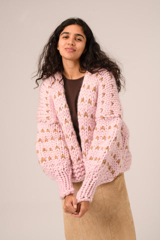 Pink Dottie Chunky Knit Cardigan