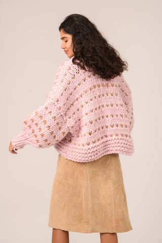 Pink Dottie Chunky Knit Cardigan
