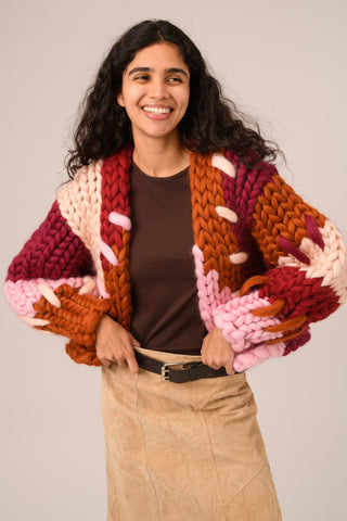Berry Colossal Knit Cardigan