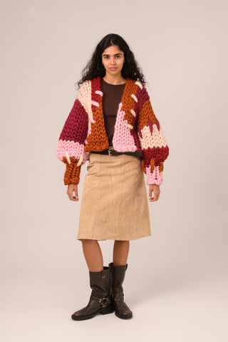 Berry Colossal Knit Cardigan