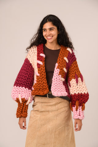 Berry Colossal Knit Cardigan