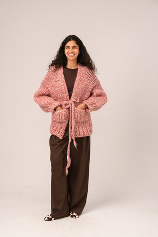 Pink Irish Bow Chunky Knit Cardigan