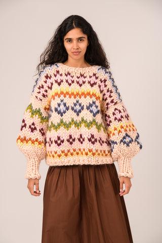 Colourful Fair Isle Chunky Knit Sweater