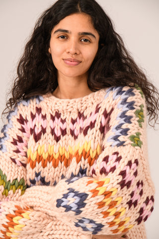 Colourful Fair Isle Chunky Knit Sweater
