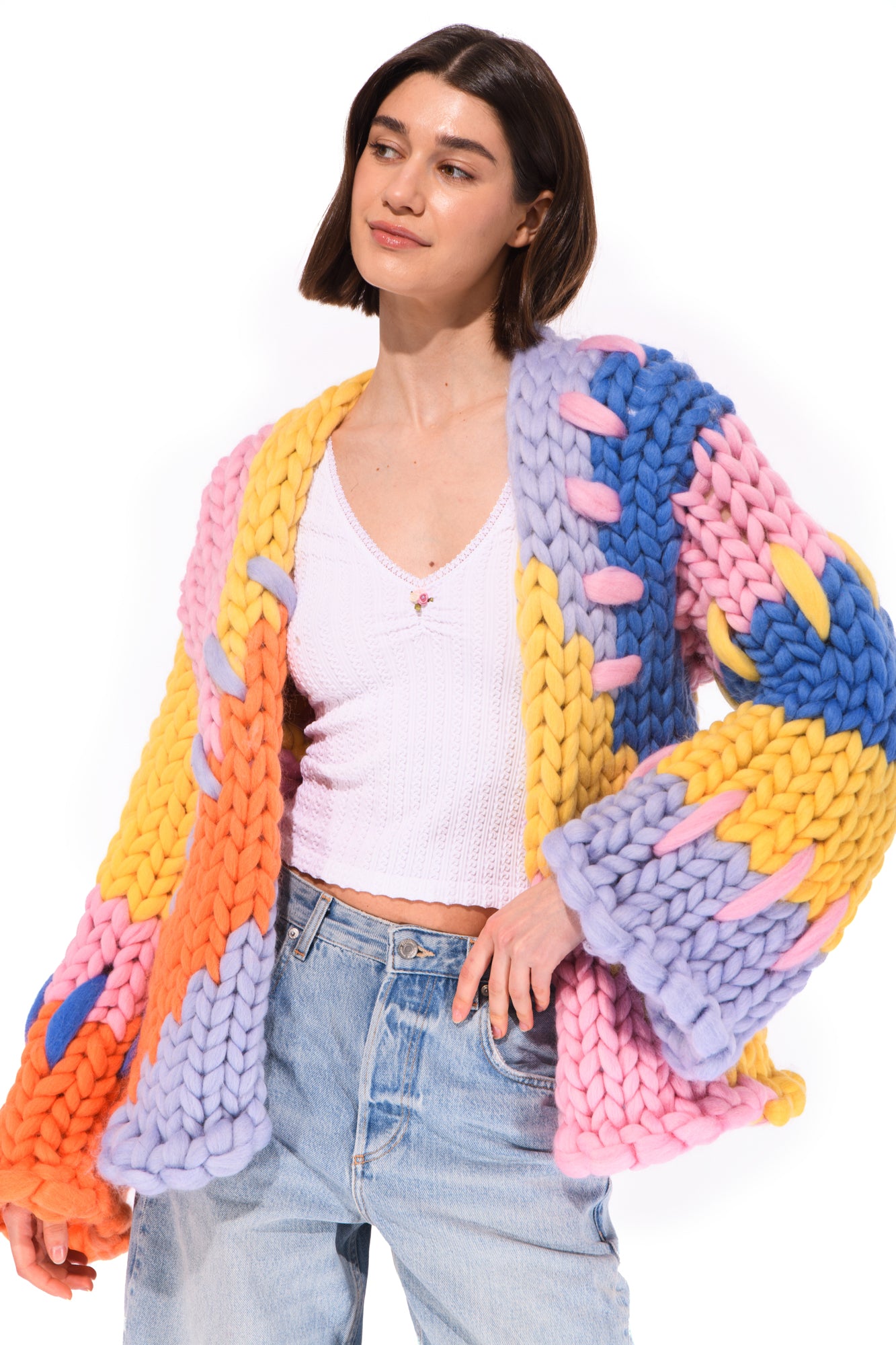 Midi Colourful Colossal Knit Cardigan | Hope Macaulay