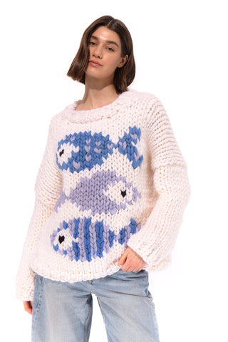 Blue Fish Chunky Knit Sweater