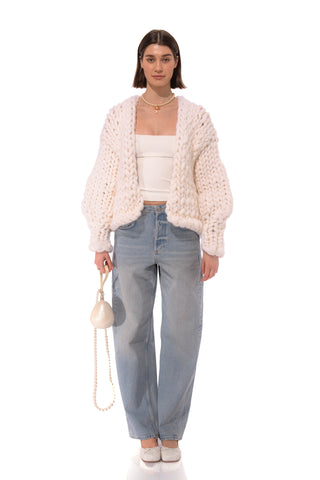 White Colossal Knit Cardigan