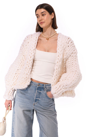 White Colossal Knit Cardigan