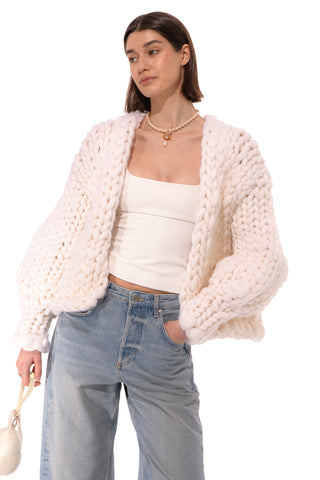 White Colossal Knit Cardigan