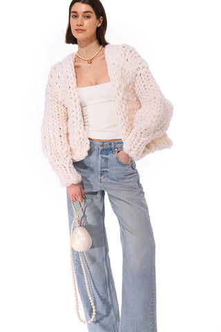 White Colossal Knit Cardigan