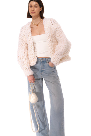 White Colossal Knit Cardigan