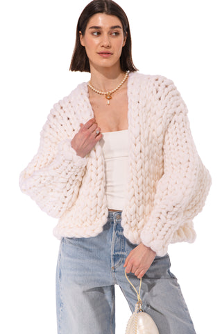 White Colossal Knit Cardigan