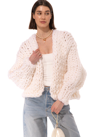 White Colossal Knit Cardigan