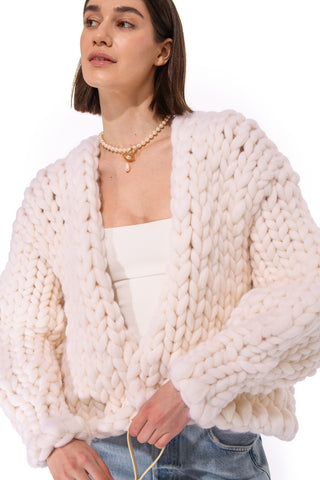 White Colossal Knit Cardigan