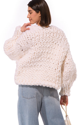 White Colossal Knit Cardigan