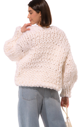 White Colossal Knit Cardigan