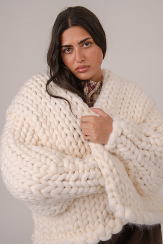White Colossal Knit Cardigan