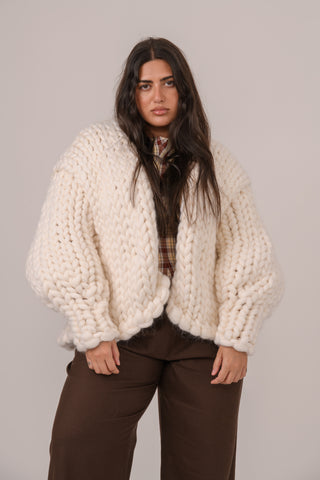 White Colossal Knit Cardigan