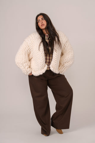 White Colossal Knit Cardigan