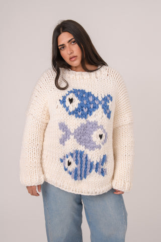 Blue Fish Chunky Knit Sweater