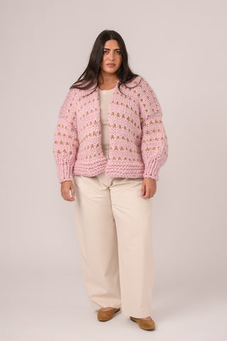 Pink Dottie Chunky Knit Cardigan