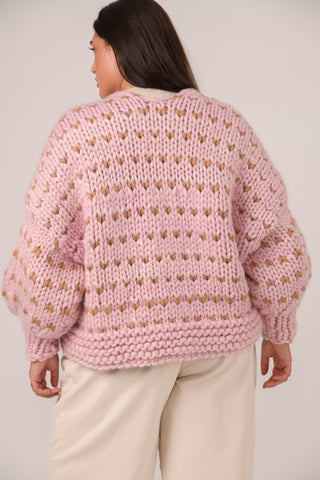 Pink Dottie Chunky Knit Cardigan