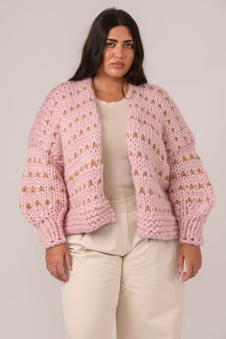 Pink Dottie Chunky Knit Cardigan