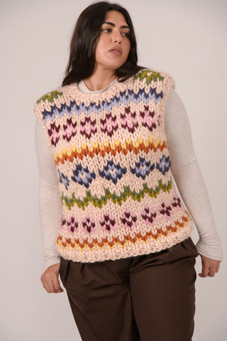 Colourful Fair Isle Chunky Knit Vest