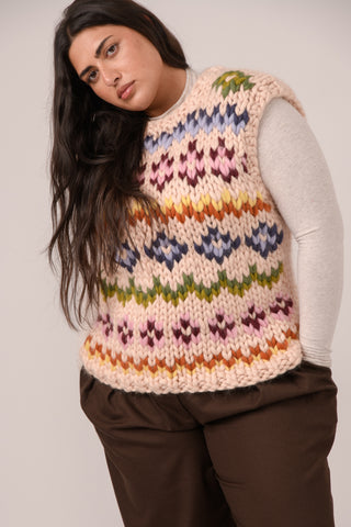 Colourful Fair Isle Chunky Knit Vest