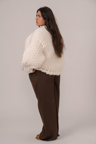White Colossal Knit Cardigan