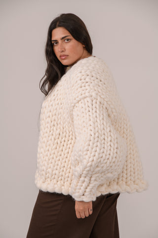 White Colossal Knit Cardigan