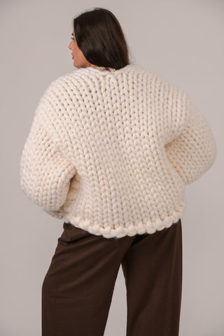 White Colossal Knit Cardigan