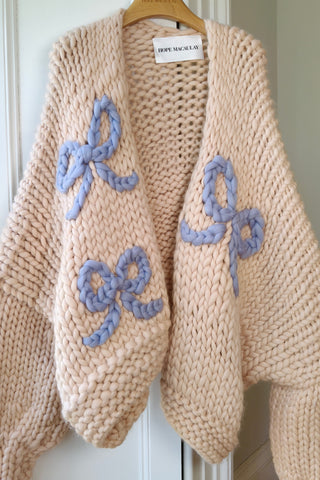 Cream Bow Chunky Knit Cardigan XXL (Sample)